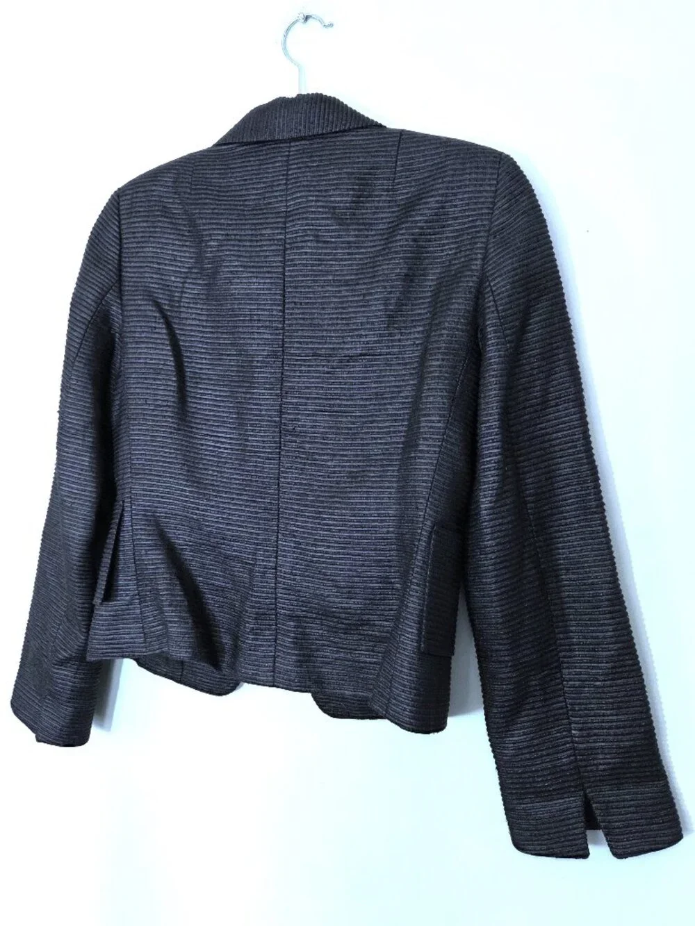 Akris Punto Dark Charcoal Gray Textured Blazer Size 8